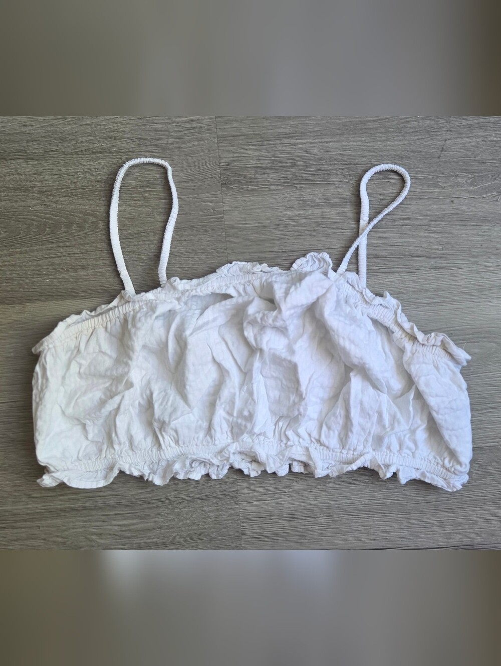 White Ruffled Cropped Tank Top